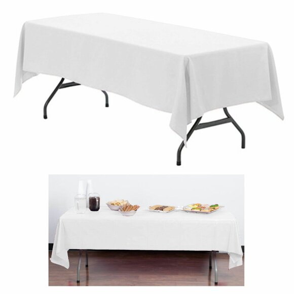 Set of 4 Brand New Large 54" x 108" Rectangular White Plastic Tablecloths! - Picture 9 of 16
